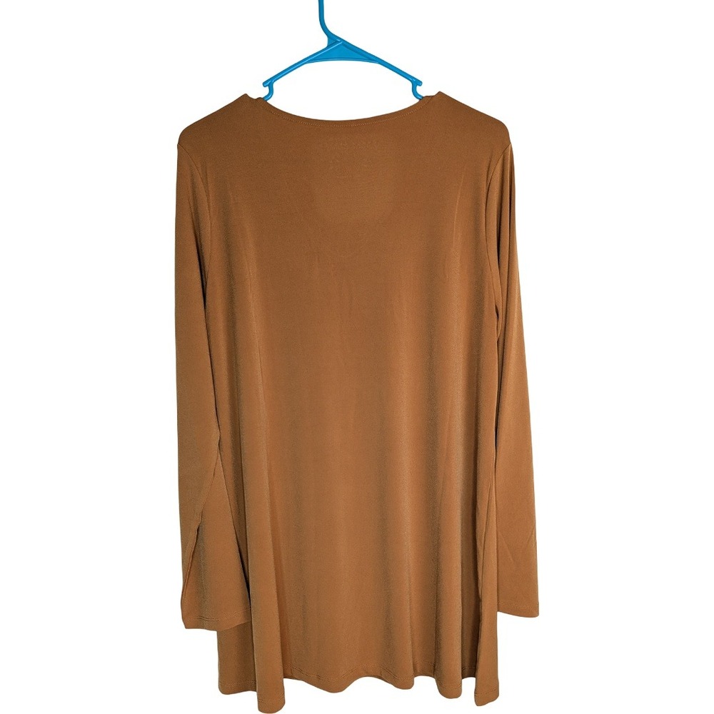Susan Graver Liquid Knit Tunic Women Large Rich Gold VNeck Modern Essentials Top - Picture 4 of 11